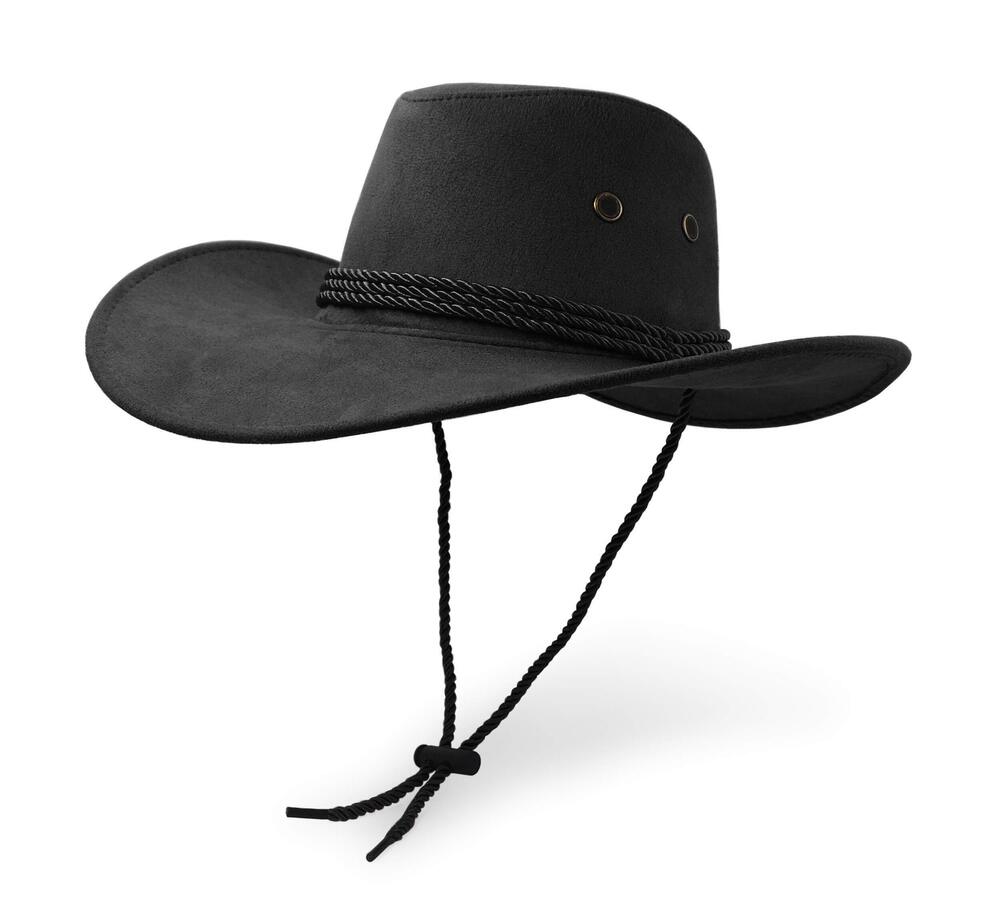 8659 Cowboy Hat, Sun Hat Faux Felt Leather Suede Travel Cap Western Hat